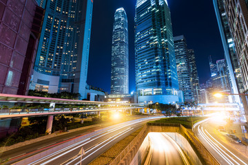 Fototapeta na wymiar Hong Kong with traffic trail