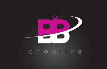 BB B B Creative Letters Design With White Pink Colors
