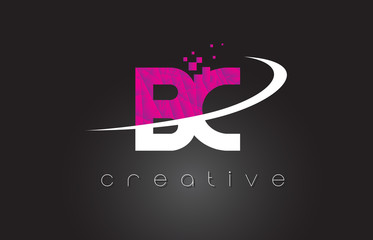 BC B C Creative Letters Design With White Pink Colors