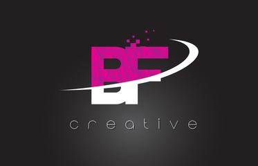 Fototapeta premium BF B F Creative Letters Design With White Pink Colors