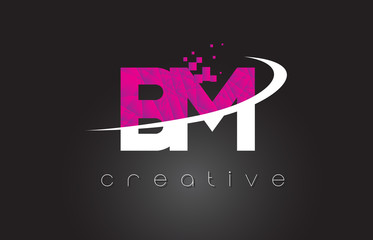 BM B M Creative Letters Design With White Pink Colors