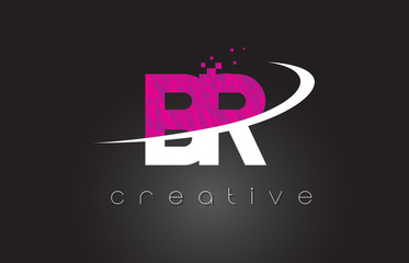 BR B R Creative Letters Design With White Pink Colors