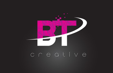 BT B T Creative Letters Design With White Pink Colors