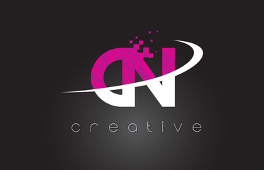 CN C N Creative Letters Design With White Pink Colors