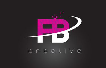 FB F B Creative Letters Design With White Pink Colors