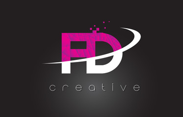 FD F D Creative Letters Design With White Pink Colors
