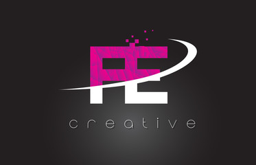 FE F E Creative Letters Design With White Pink Colors