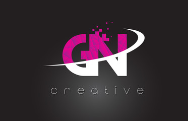 GN G N Creative Letters Design With White Pink Colors