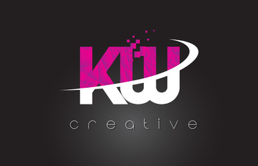 KW K W Creative Letters Design With White Pink Colors