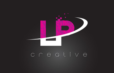 LP L P Creative Letters Design With White Pink Colors