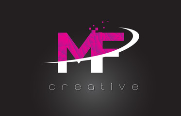 Fototapeta premium MF M F Creative Letters Design With White Pink Colors