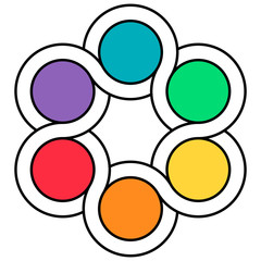 logo palette of colors, the interweaving of the circuits of the spinner