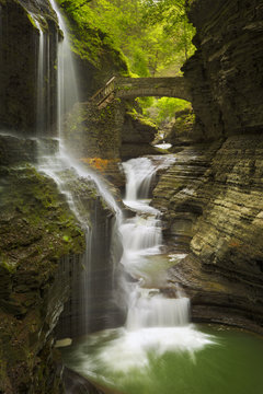 Waterfall in Watkins Glen Gorge in New York state, USA