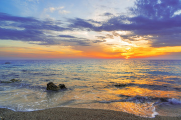 Sunset at the beach in Lefkada