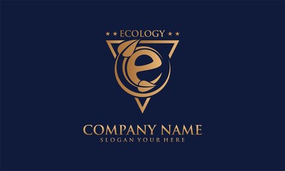 letter e vintage eco logo