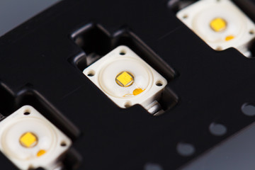 SMD LEDs in schwarzem tray, close-up, low focus