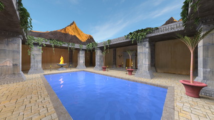 プールのある中庭 