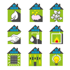 Vector eco house icons set