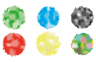 One set of abstract watercolor blue circle painted background. Vector.