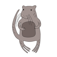 Cute cartoon beaver character, vector illustration in simple style. Isolated on white background.