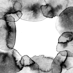 Frame from black ink blot on watercolor paper.