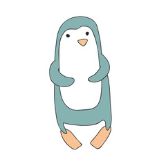 Cute cartoon penguin character, vector illustration in simple style. Isolated on white background.