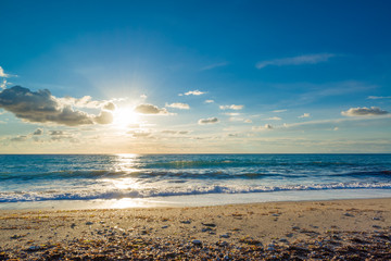 Sunset at the beach in Greece