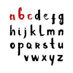 Vector font, hand drawn letters with smooth acrylic brush style edges