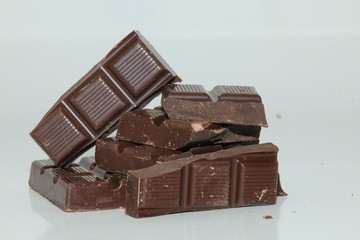 Pieces of a dark chocolate bar