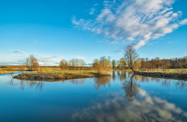 Spring evening. River Sukhodrev. Kaluga region, Russia