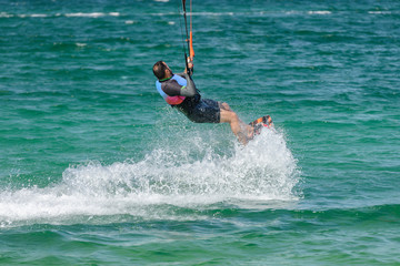kite surfing in the ocean