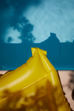 Yellow Inflatable Raft On Pool, Vacation Background