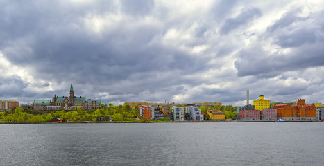 Fototapeta premium Kvarnholmen suburb waterfront. Stockholm, Sweden