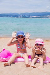 little girls on sea resort