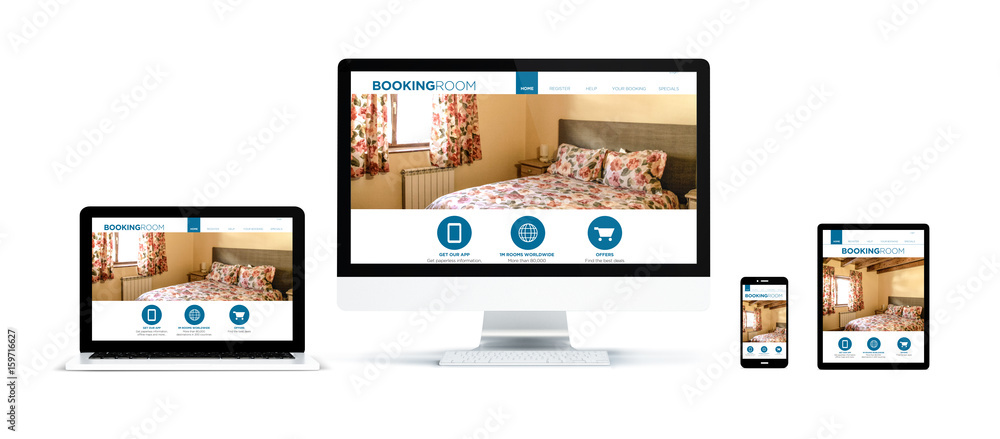 Canvas Prints realistic devices isolated with booking room website