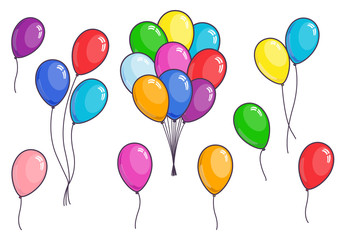 Set of color balloons on white background. Vector illustration. © N.Savranska