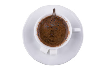 Cup of coffee on a white background