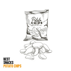 Vector hand drawn snack and junk food Illustration.