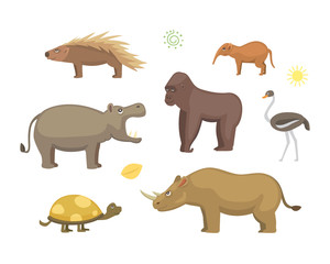 African animals cartoon vector set