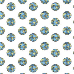 colorful silhouette pattern globes earth world vector illustration