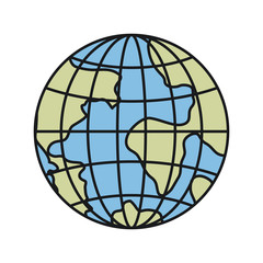 colorful silhouette front view globe earth world vector illustration