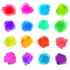 Watercolor Paint Stains Vector Backgrounds Set Rainbow Colors