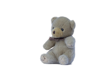 teddy bear sitting isolated on white background