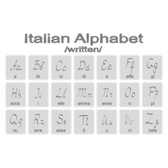 Set of monochrome icons with Italian Alphabet for your design