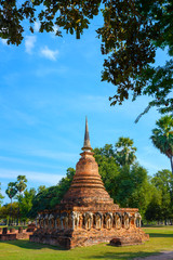 Wat Sorasak Temple at Sukhothai Historical Park, a UNESCO World Heritage Site in Thailand