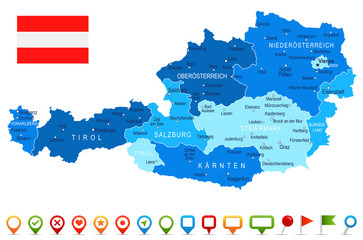 Austria - map and flag – illustration
