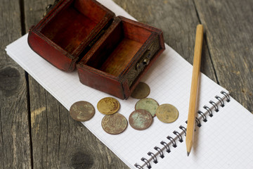 old Soviet coins with box