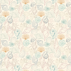 Fototapeta premium Seashell seamless pattern