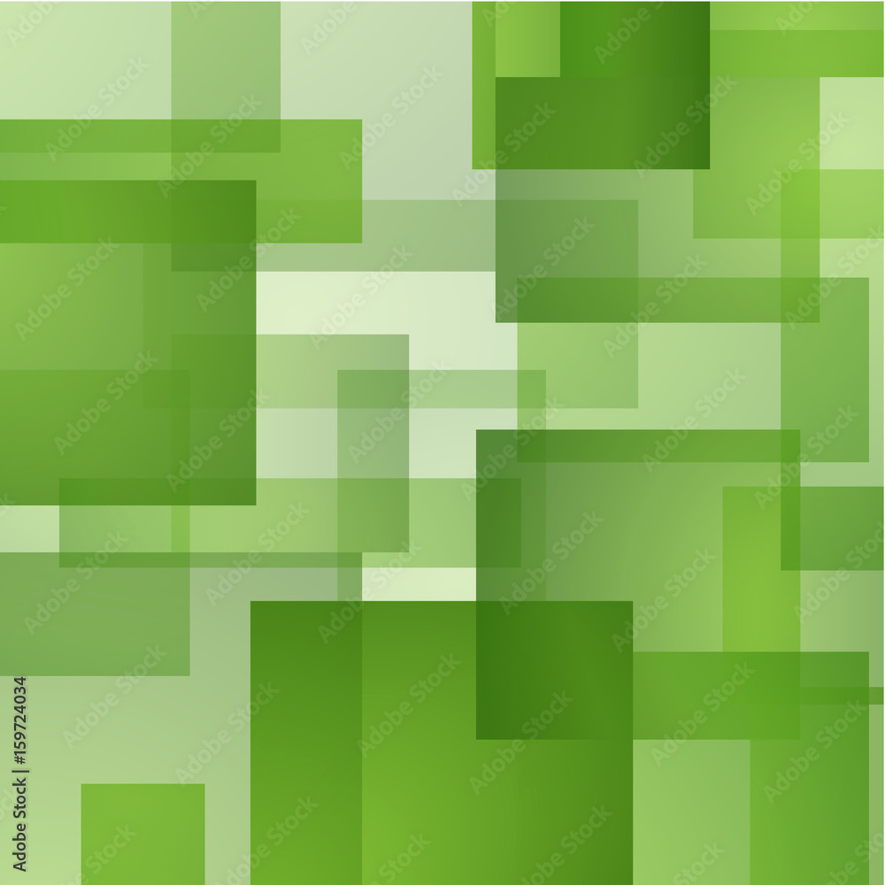 Wall mural abstract background with green layered rectangles