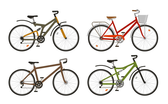 Bike, bicycle set icons. Cycling, transport concept. Vector illustration